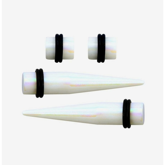 acrylic white opal taper and plug 4 pack - Picture 1 of 1